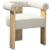 Barrel Boucle Fabric Dining Chair with Solid Wood Natural Frame