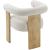 Barrel Boucle Fabric Dining Chair with Solid Wood Black Frame