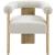 Barrel Boucle Fabric Dining Chair with Solid Wood Black Frame