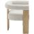 Barrel Boucle Fabric Dining Chair with Solid Wood Natural Frame