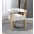 Barrel Boucle Fabric Dining Chair with Solid Wood Natural Frame