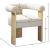 Barrel Boucle Fabric Dining Chair with Solid Wood Natural Frame
