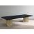 Immerse Extendable Rectangular Lacquer Dining Table with Brushed Gold Stainless Steel Base