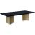 Immerse Extendable Rectangular Lacquer Dining Table with Brushed Gold Stainless Steel Base