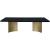 Immerse Extendable Rectangular Lacquer Dining Table with Brushed Gold Stainless Steel Base
