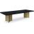 Immerse Extendable Rectangular Lacquer Dining Table with Brushed Gold Stainless Steel Base