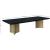 Immerse Extendable Rectangular Lacquer Dining Table with Brushed Gold Stainless Steel Base