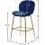 Paris Velvet Counter Stool with Polished Gold Metal Frame