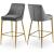 Karina Velvet Counter Stool with Polished Gold Metal Frame