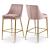 Karina Velvet Counter Stool with Polished Metal Frame