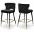 Kelly Velvet Counter Stool with Black Metal Legs & Gold Tips