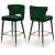 Kelly Velvet Counter Stool with Black Metal Legs & Gold Tips