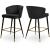 Cassie Velvet Counter Stool with Black Metal Legs & Gold Tips