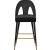 Akoya Velvet Counter Stool with Black Metal Legs & Gold Tips