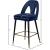 Akoya Velvet Counter Stool with Black Metal Legs & Gold Tips