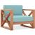 Anguilla Outdoor Patio Waterproof Fabric Accent Chair with Solid Teak Wood Frame