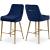 Owen Velvet Counter Stool with Polished Gold Legs