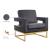 Noah Velvet Accent Chair with Gold Stainless Steel Base