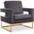 Noah Velvet Accent Chair with Gold Stainless Steel Base