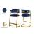 Stephanie Velvet Counter Stool with Polished Gold Metal Frame