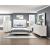 Ripple Chenille/Faux Marble/Wood Queen Panel Bed with LED Lighting