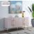 Anastasia 4-Door Wood Veneer Lacquer Sideboard with Acrylic Legs & Chrome Tips