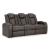 Fyne-Dyme Polyester/PU Power Reclining Sofa w/Ambient Blue LED Lighting