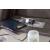 Fyne-Dyme Polyester/PU Power Reclining Sofa w/Ambient Blue LED Lighting