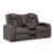 Fyne-Dyme Polyester/PU Power Reclining Loveseat w/Ambient Blue LED Lighting