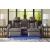 Fyne-Dyme Polyester/PU Power Reclining Loveseat w/Ambient Blue LED Lighting