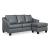 Genoa Steel Leather Sofa with Chaise | Contemporary Gray