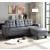 Earsom Linen Sectional Sofa w/Ottoman