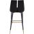 Sleek Velvet Bar Stool with Matte Black Metal Legs & Gold Tips