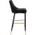 Sleek Velvet Bar Stool with Matte Black Metal Legs & Gold Tips