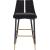 Sleek Velvet Bar Stool with Matte Black Metal Legs & Gold Tips