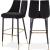 Sleek Velvet Bar Stool with Matte Black Metal Legs & Gold Tips