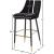 Sleek Velvet Bar Stool with Matte Black Metal Legs & Gold Tips