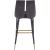 Sleek Velvet Bar Stool with Matte Black Metal Legs & Gold Tips