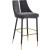 Sleek Velvet Bar Stool with Matte Black Metal Legs & Gold Tips