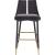 Sleek Velvet Bar Stool with Matte Black Metal Legs & Gold Tips