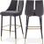 Sleek Velvet Bar Stool with Matte Black Metal Legs & Gold Tips