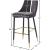 Sleek Velvet Bar Stool with Matte Black Metal Legs & Gold Tips