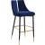 Sleek Velvet Bar Stool with Matte Black Metal Legs & Gold Tips