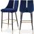 Sleek Velvet Bar Stool with Matte Black Metal Legs & Gold Tips