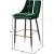 Sleek Velvet Bar Stool with Matte Black Metal Legs & Gold Tips