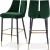 Sleek Velvet Bar Stool with Matte Black Metal Legs & Gold Tips
