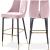 Sleek Velvet Bar Stool with Matte Black Metal Legs & Gold Tips