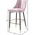 Sleek Velvet Bar Stool with Matte Black Metal Legs & Gold Tips