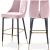 Sleek Velvet Bar Stool with Matte Black Metal Legs & Gold Tips