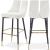 Sleek Velvet Bar Stool with Matte Black Metal Legs & Gold Tips